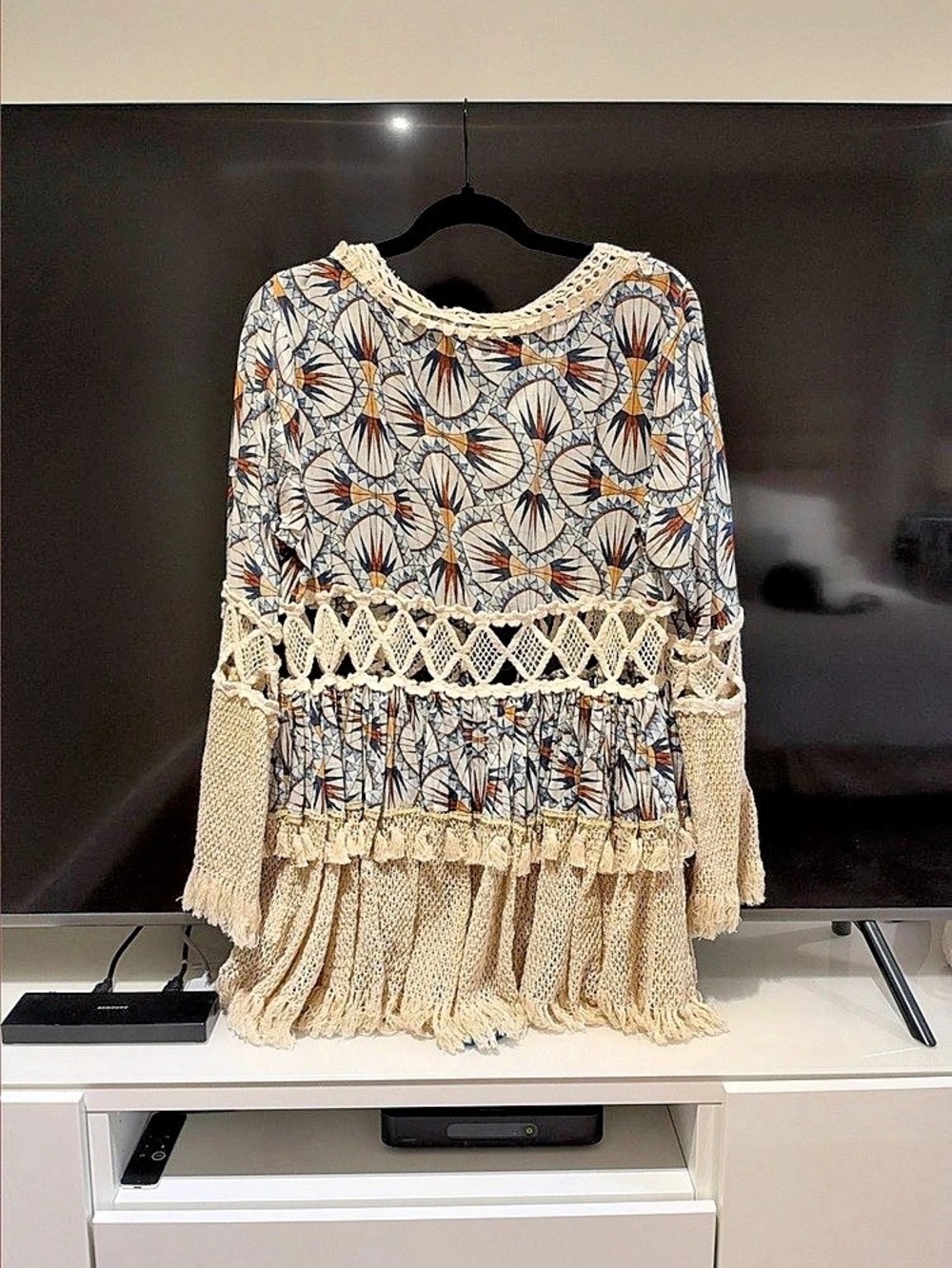 Kitsch & Pop Boho Crochet Tunic Cover Up M/L NEW With Tags